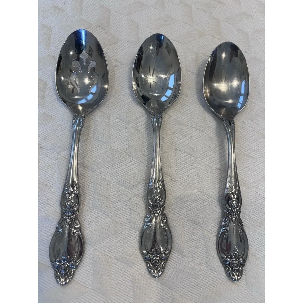 Oneida FREDERICK II 8.5 Serving Spoons (3) Stainless Heirloom Glossy Silverware